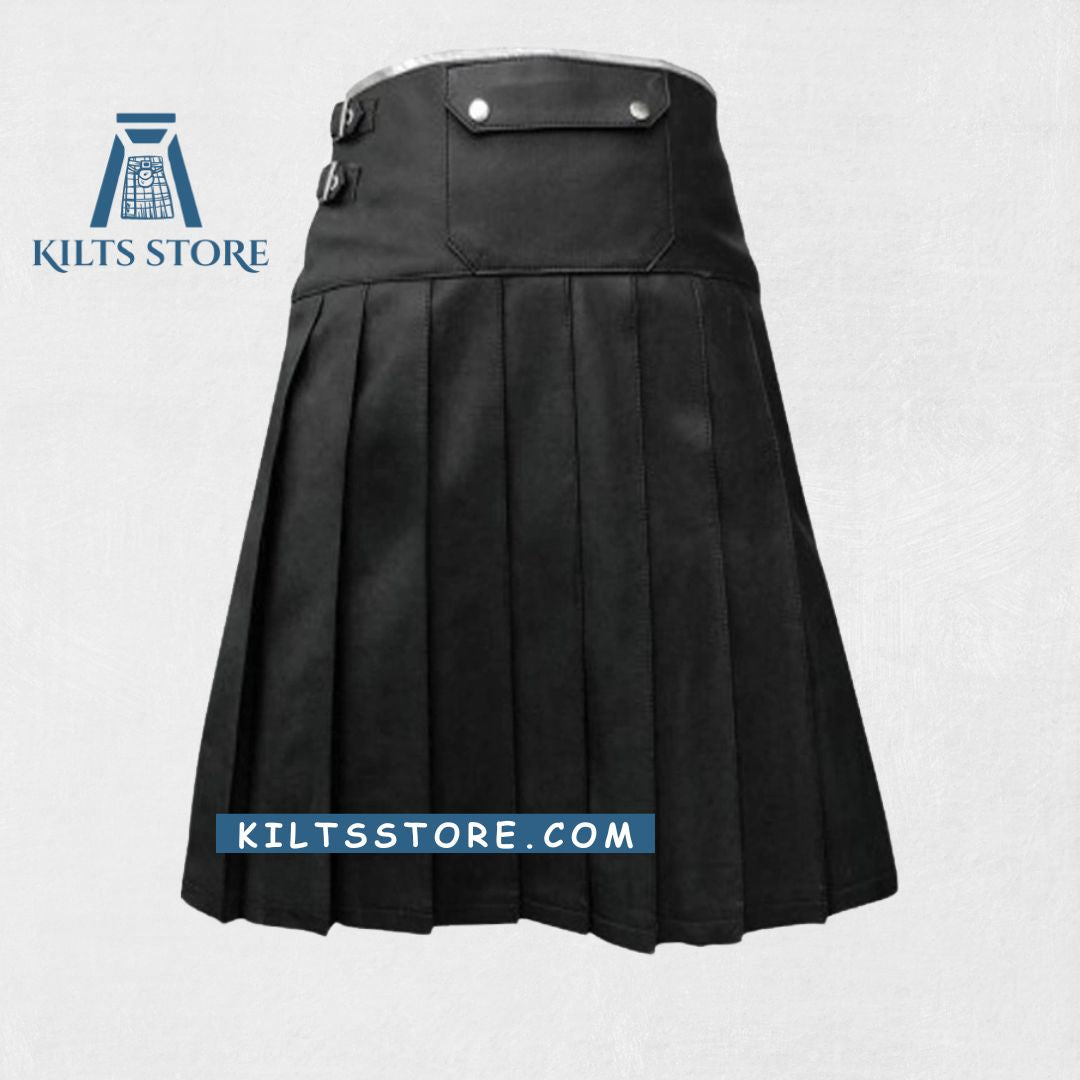 Premium-Quality-Custom-Made-Scottish-Black-Women-Leather-back view .