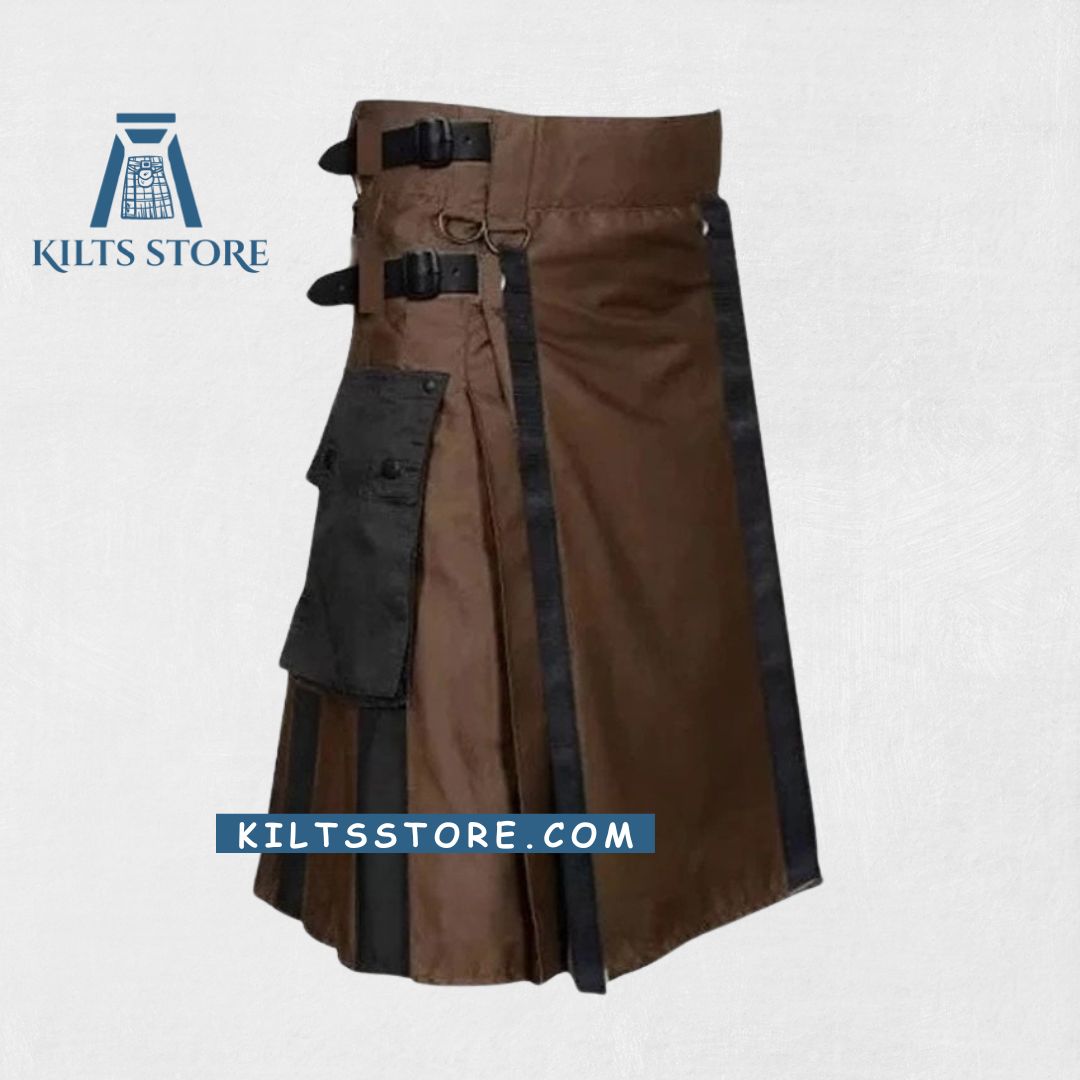 "Utility Pockets & Strap Details on Scottish Hybrid Kilt"