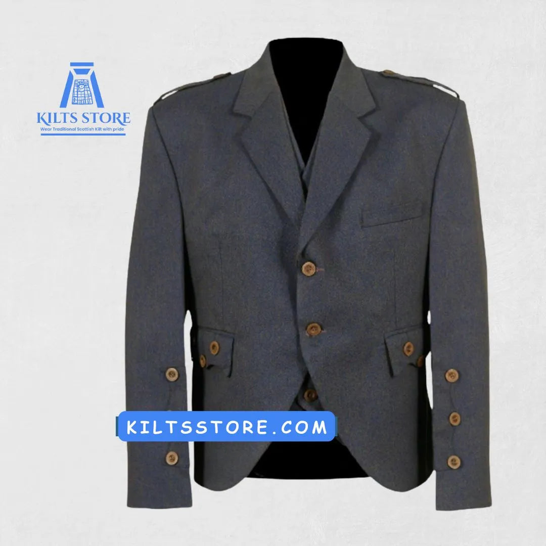 Front view of the Premium-Quality Custom-Made Scottish Tweed Wool Argyle Jacket