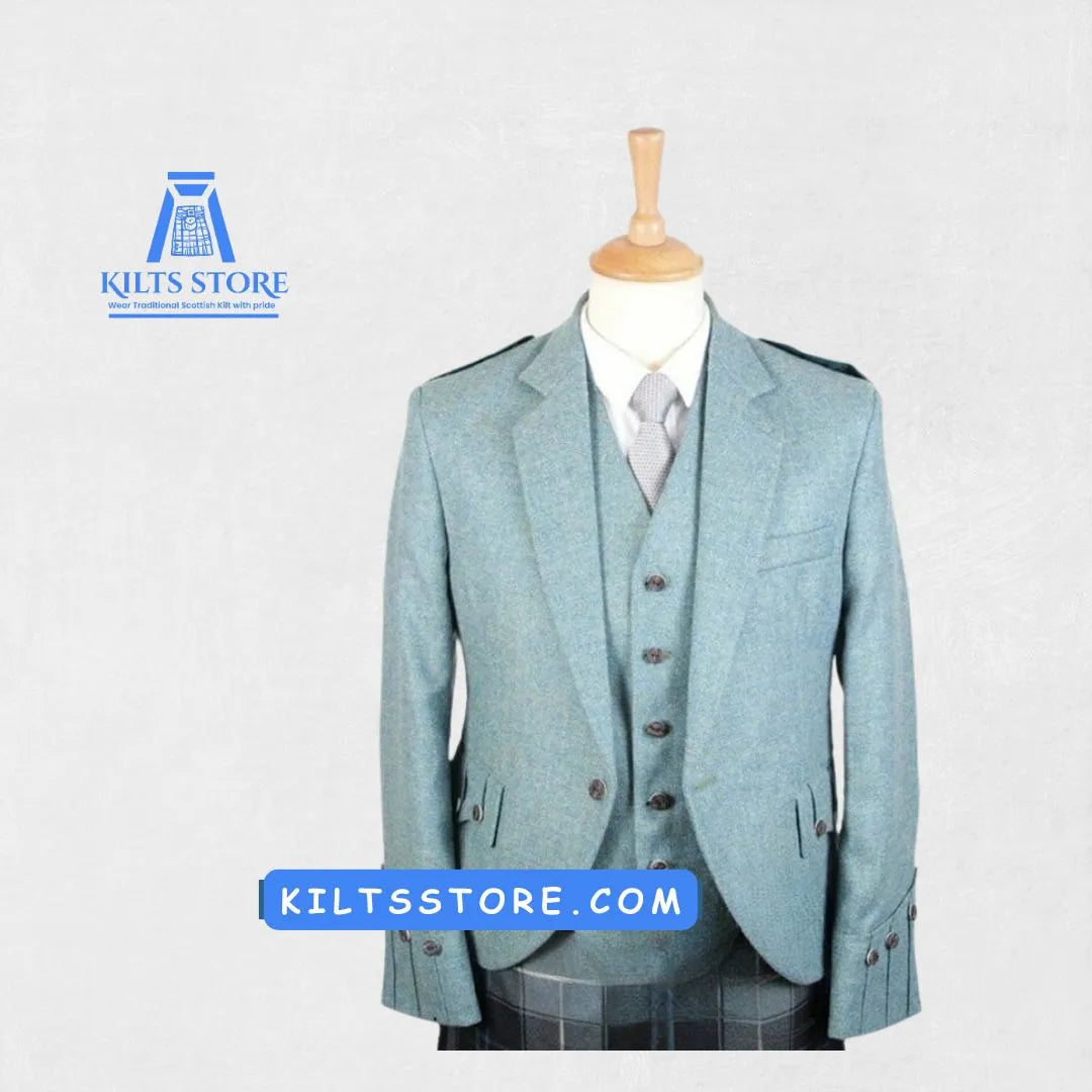 Front view of the Premium Hand-Made Scottish Argyle Jacket showcasing its classic pattern and sophisticated design.
