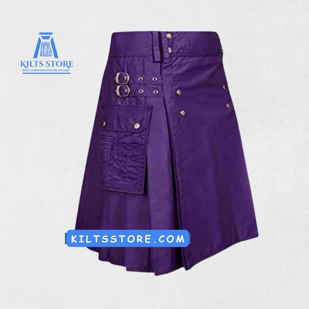 Premium Scottish Utility Kilt Design – Front with Cargo Pockets and Adjustable Straps