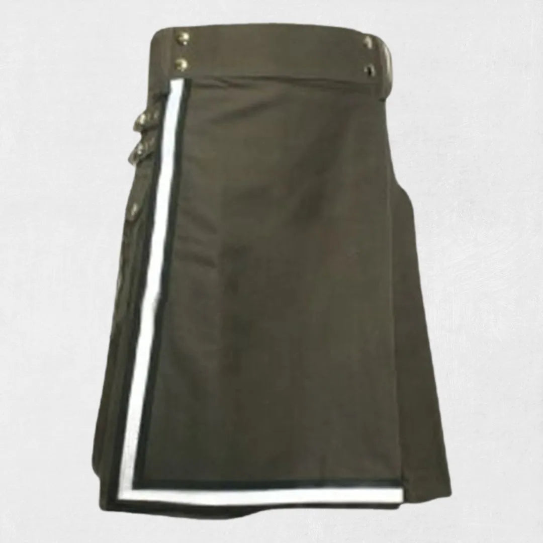 "Premium Quality Custom Made Scottish Firefighter Utility Kilt with utility pockets and firefighter-inspired design"