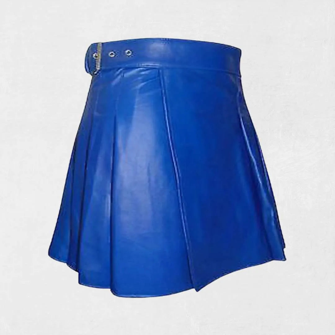 Handmade Traditional Scottish Blue Women’s Leather Kilt