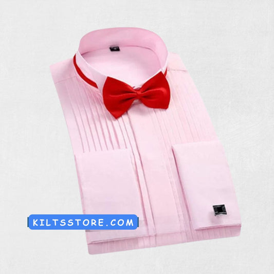 Front view of premium pink dress shirt for men