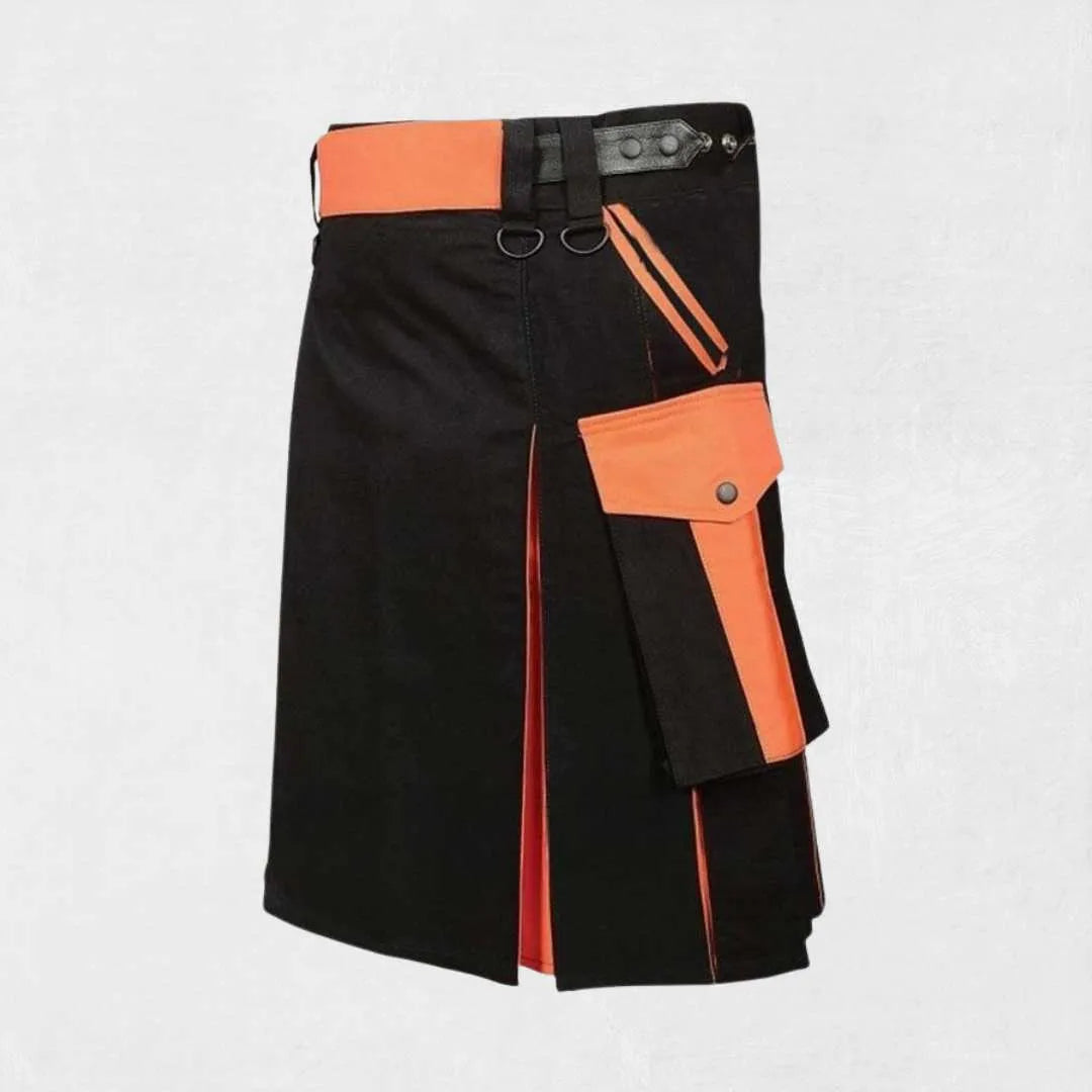 Premium Scottish utility kilt with cargo pockets and adjustable straps