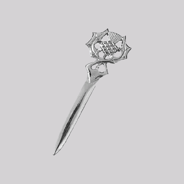 Chrome-Finished Scottish Thistle Kilt Pin for Highland Dress and Formal Events