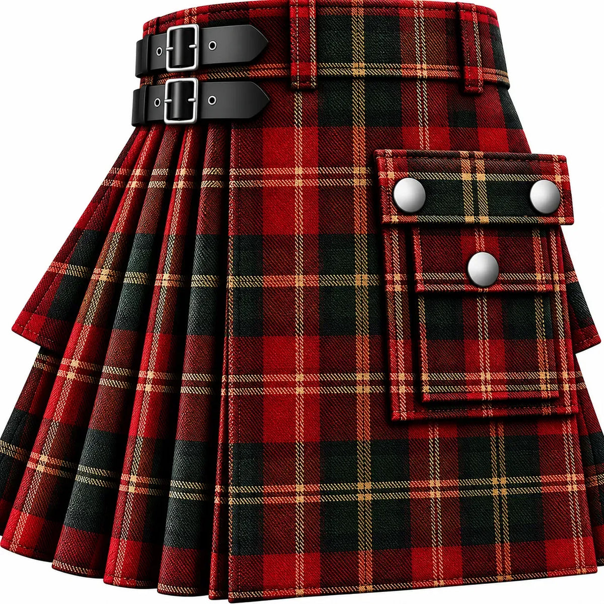 Sinclair Red Muted Tartan Kilt in traditional Scottish Highland style