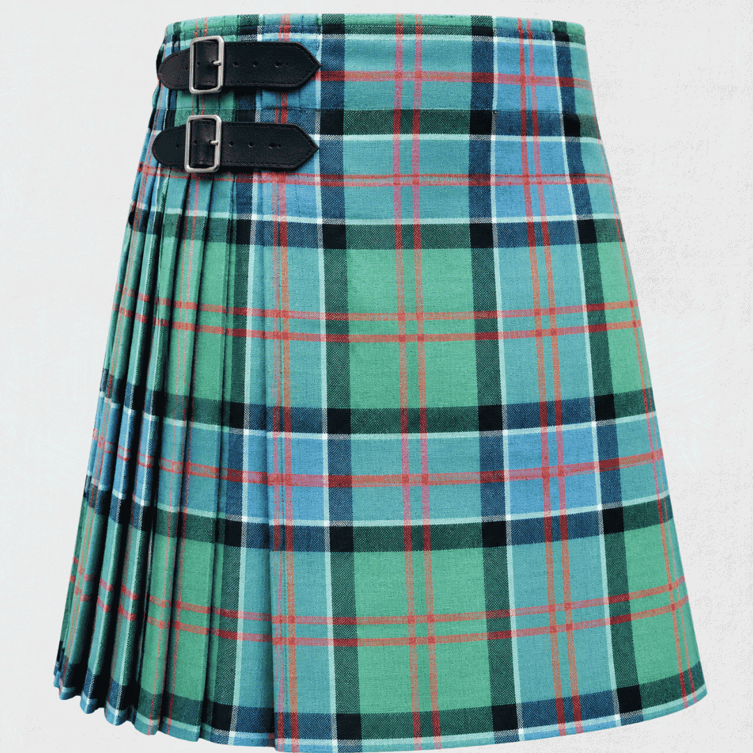 Sinclair Tartan Kilt featuring traditional Scottish clan tartan with knife pleats and classic Highland styling