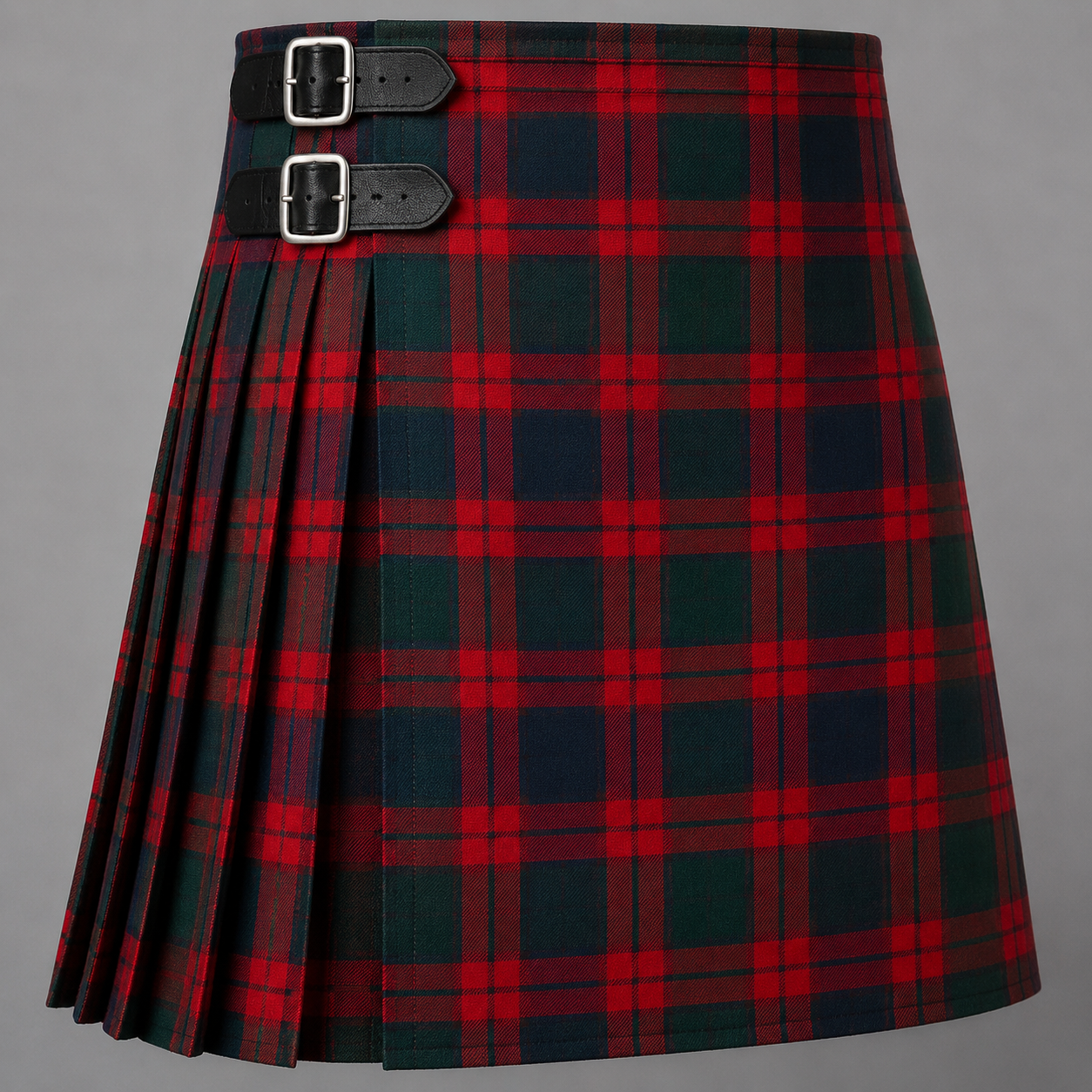 Skene Tartan Kilt featuring authentic Scottish clan tartan with traditional pleated Highland design