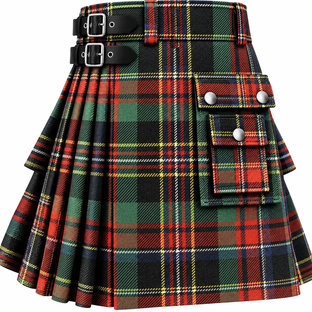 Stewart Black Ancient Tartan Kilt in traditional Scottish Highland style