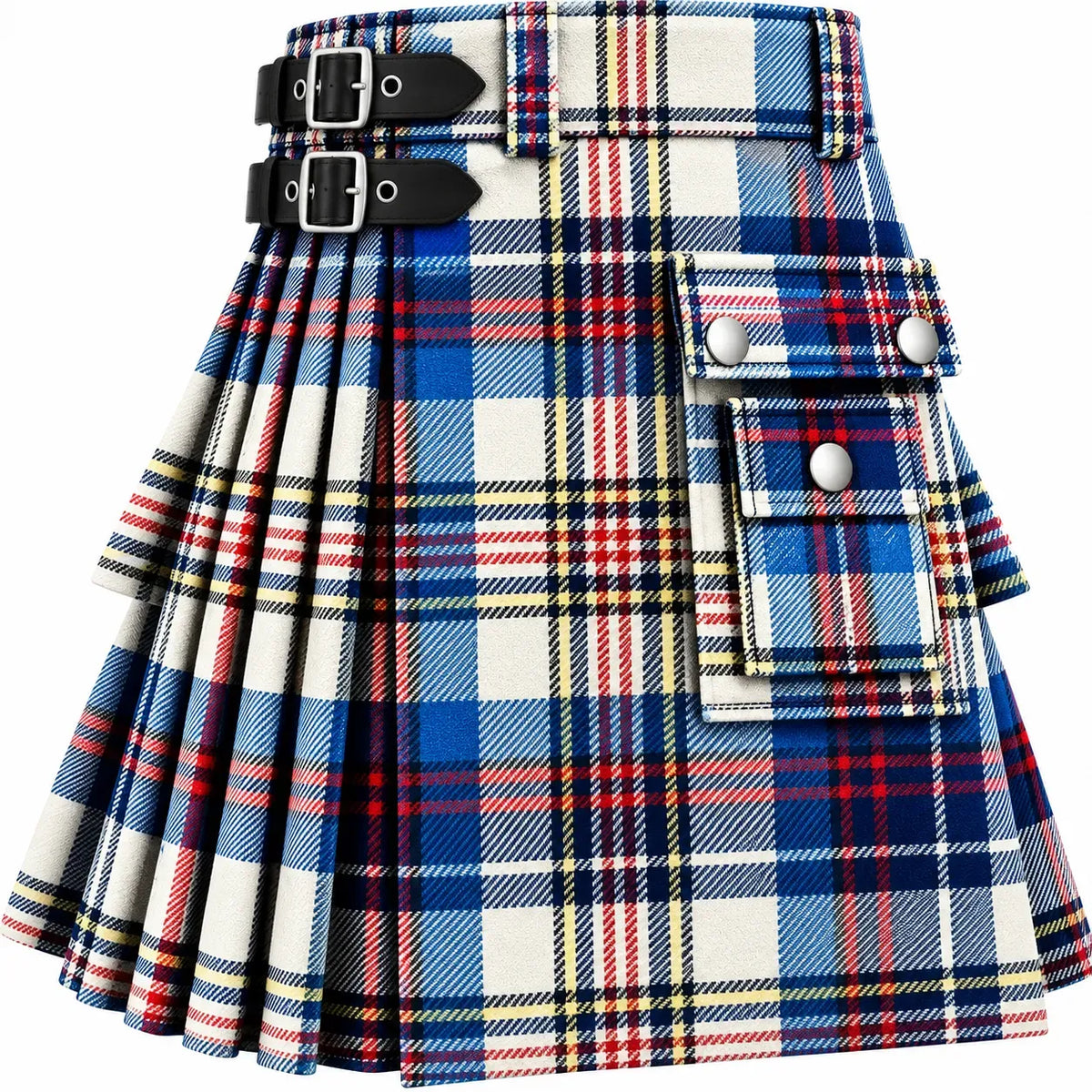 Stewart Blue Dress Tartan Kilt in traditional Scottish Highland style