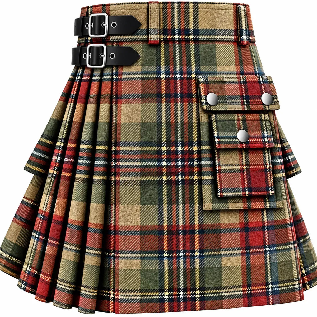Stewart Camel Tartan Kilt in traditional Scottish Highland style