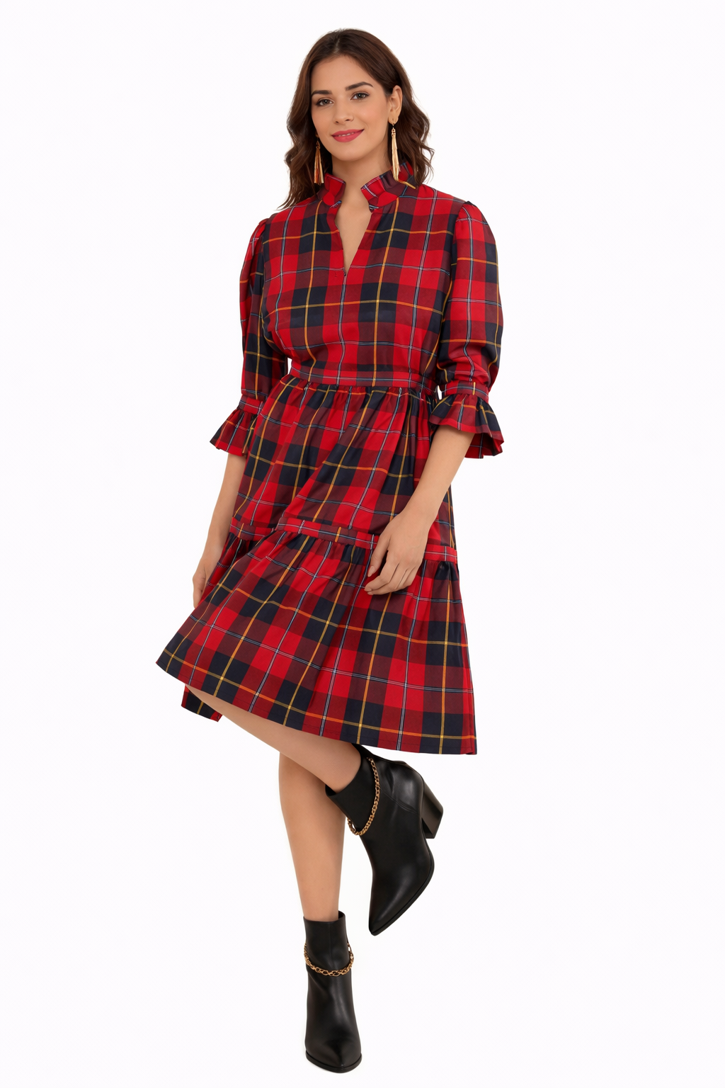 Tartan Teardrop Dress for women, elegant casual and evening wear