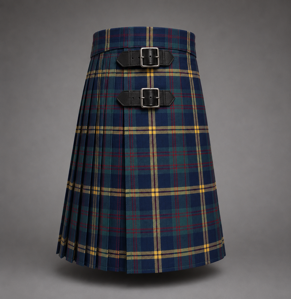 US Marine Tartan Kilt featuring military-inspired tartan with traditional pleated Highland design