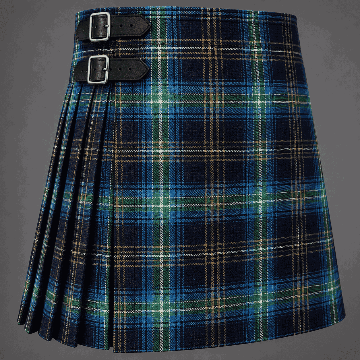 Waldron Family Personal Tartan Kilt featuring authentic Scottish tartan with traditional pleated Highland design