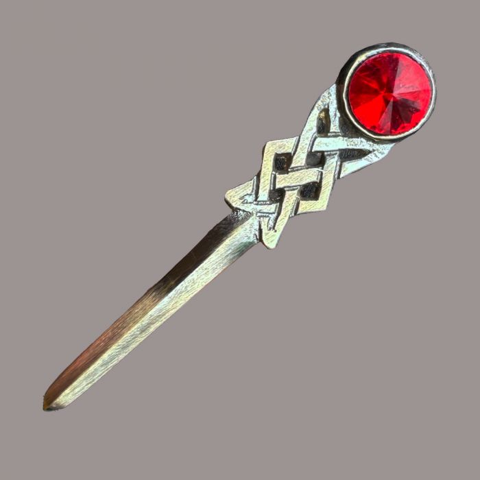 Antique Kilt Pin with Red Stone – Traditional Scottish Highland Accessory