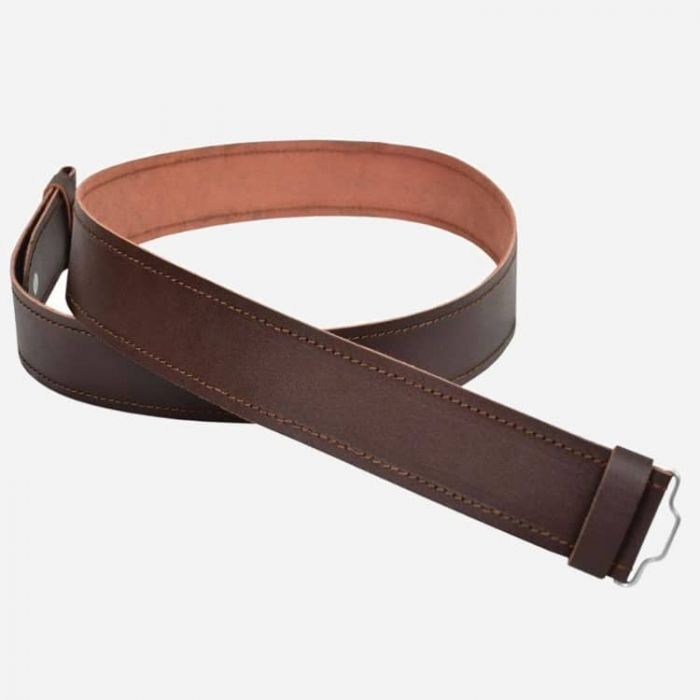 Embossed brown leather kilt belt with Celtic buckle design