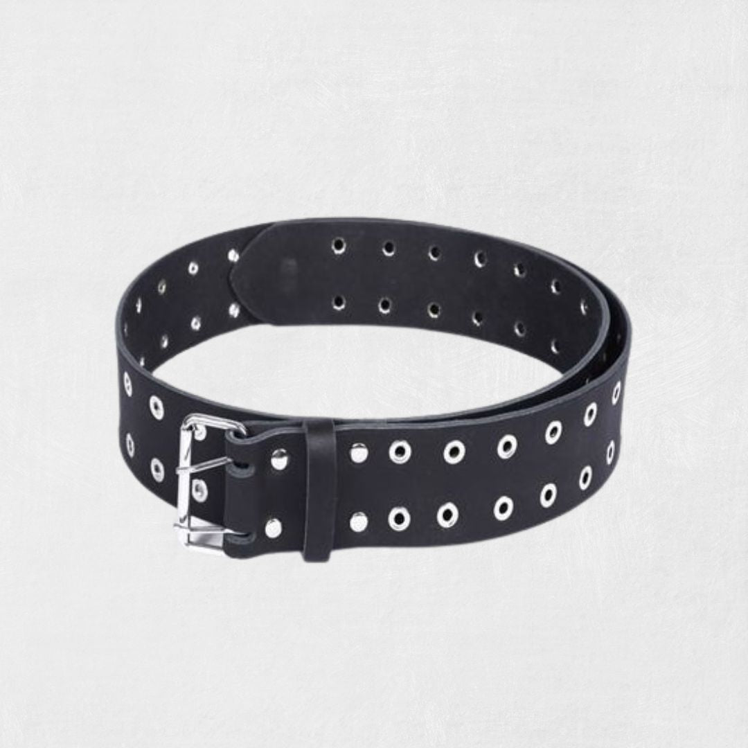 Premium quality black leather kilt belt with adjustable fit