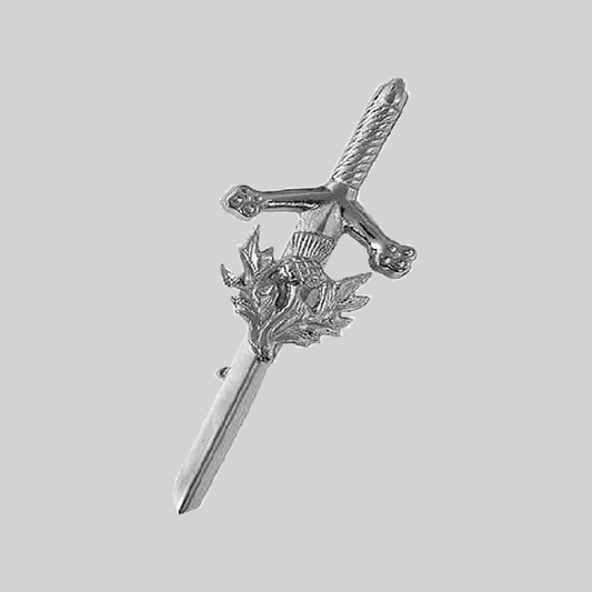 Scottish Highland Celtic Kilt Pin with Knot Design – Chrome or Antique Finish