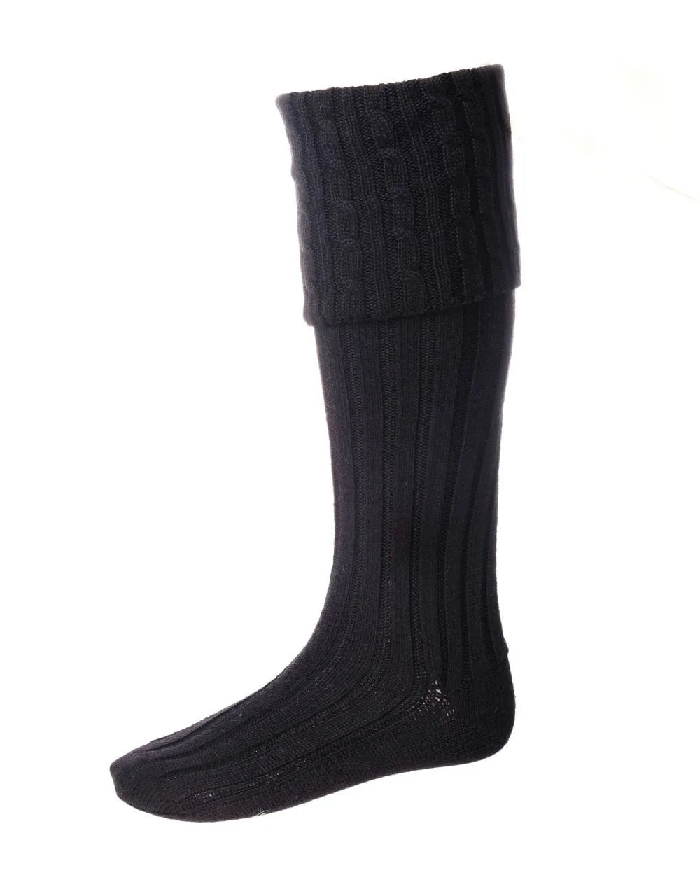 Traditional black kilt socks , made from wool and cotton, ideal for all events.