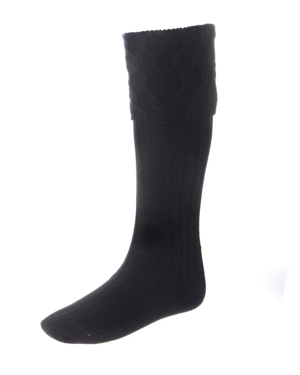 Traditional black kilt socks , made from wool and cotton, ideal for all events.