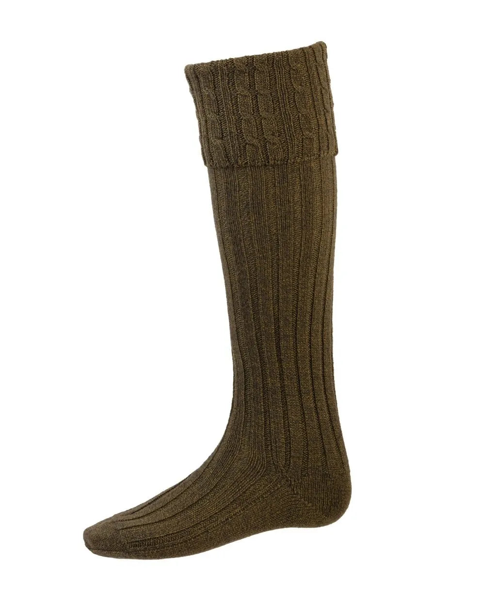 Traditional forest green kilt socks made from wool and cotton, ideal for weddings and events.