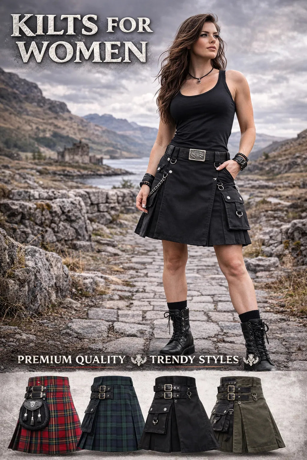 Buy Stylish Kilts for Women | Authentic Female Kilt Collection