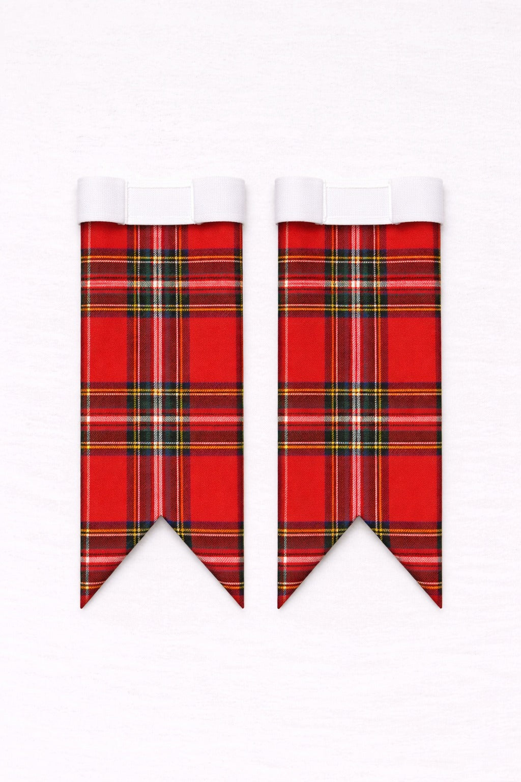 8 Yard Royal Stewart tartan flashes worn with traditional Scottish kilt hose for Highland dress