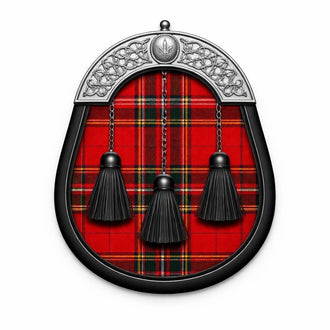 8 yard Royal Stewart tartan sporran with traditional Scottish Highland design
