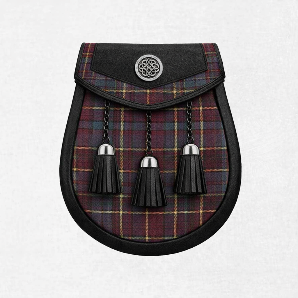 Anderson modern tartan sporran with leather backing and minimalist Scottish design