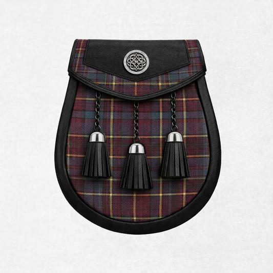 Anderson modern tartan sporran with leather backing and minimalist Scottish design