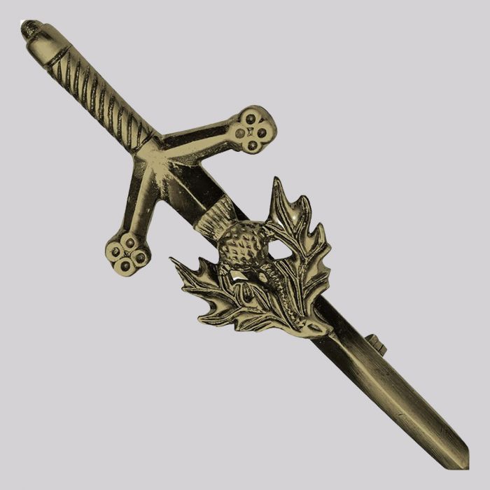 Antique Silver Thistle Kilt Pin for Traditional Scottish Highland Dress