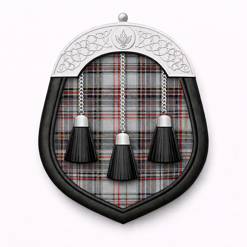 Balmoral tartan sporran with traditional Highland design for Scottish kilt outfits
