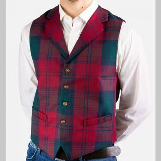 Bespoke tartan waistcoat custom tailored Scottish vest worn with kilt outfit
