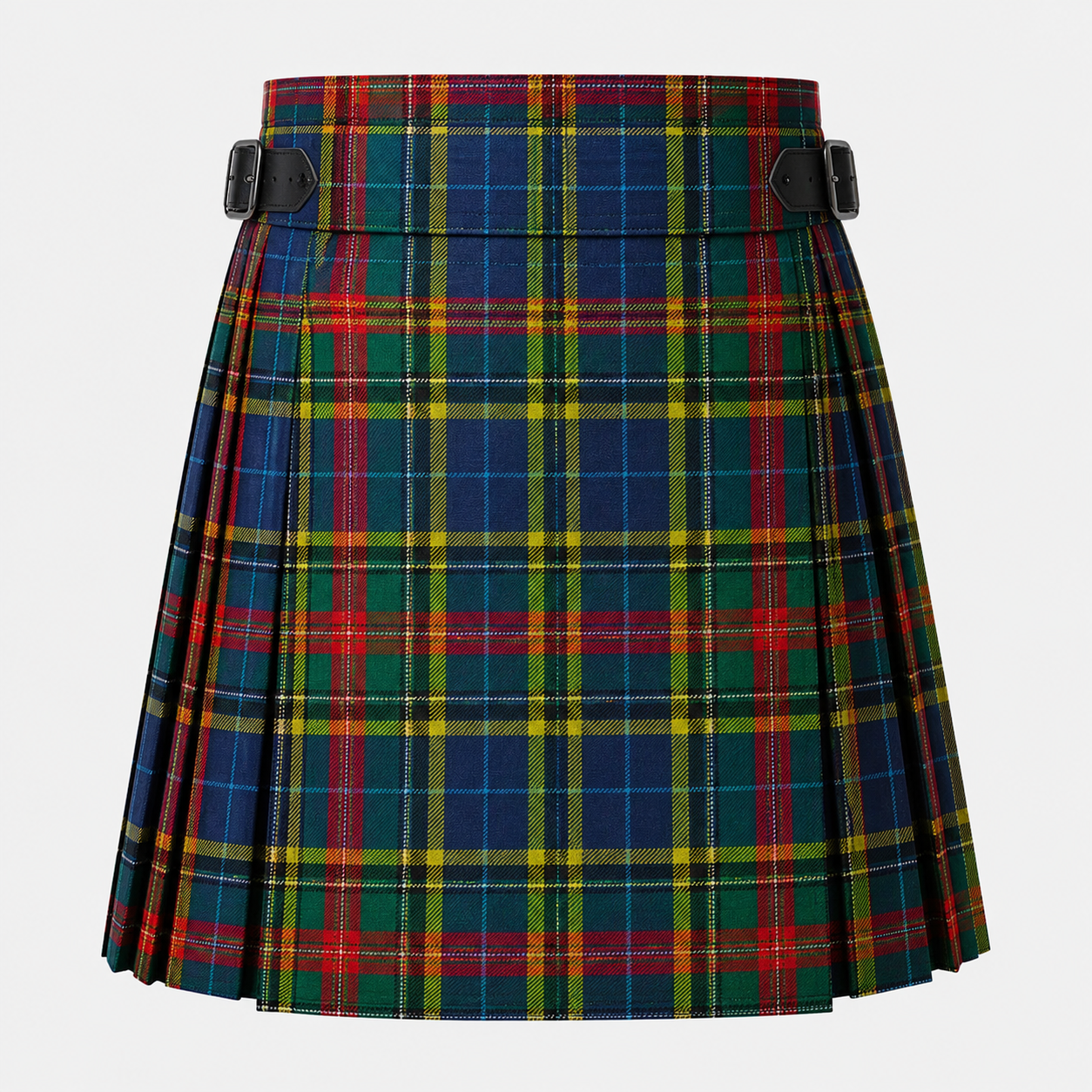 Bethune Tartan Kilt featuring authentic Scottish clan tartan with traditional pleated Highland design
