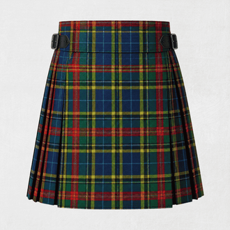 Bethune Tartan Kilt featuring authentic Scottish clan tartan with traditional pleated Highland design