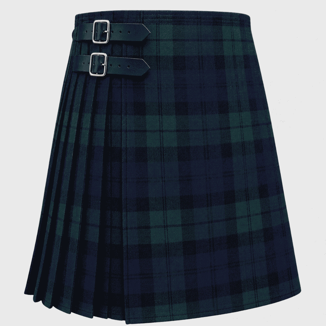 Black Watch Modern Tartan Kilt featuring traditional Scottish tartan, knife pleats, and classic Highland styling