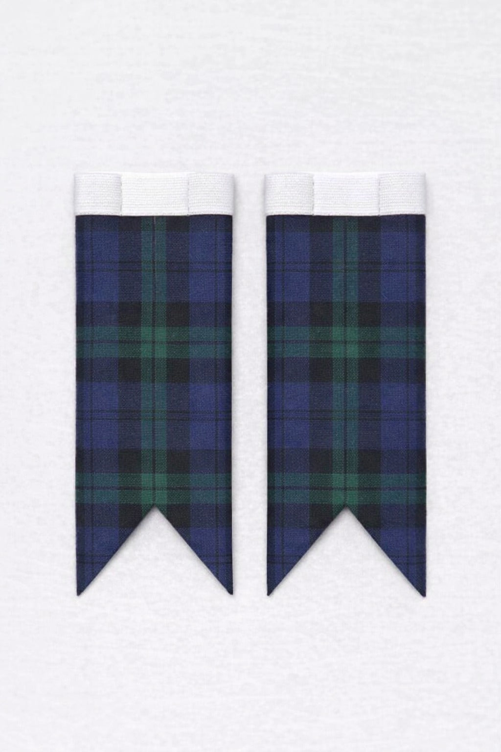 Black Watch tartan flashes worn with traditional Scottish kilt hose for Highland dress