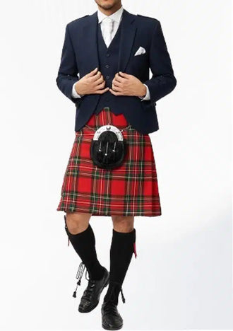 Front view of the Blue Argyle Wedding Kilt Outfit, showcasing the elegant blue argyle design, premium kilt, and matching vest, ideal for a sophisticated wedding look.