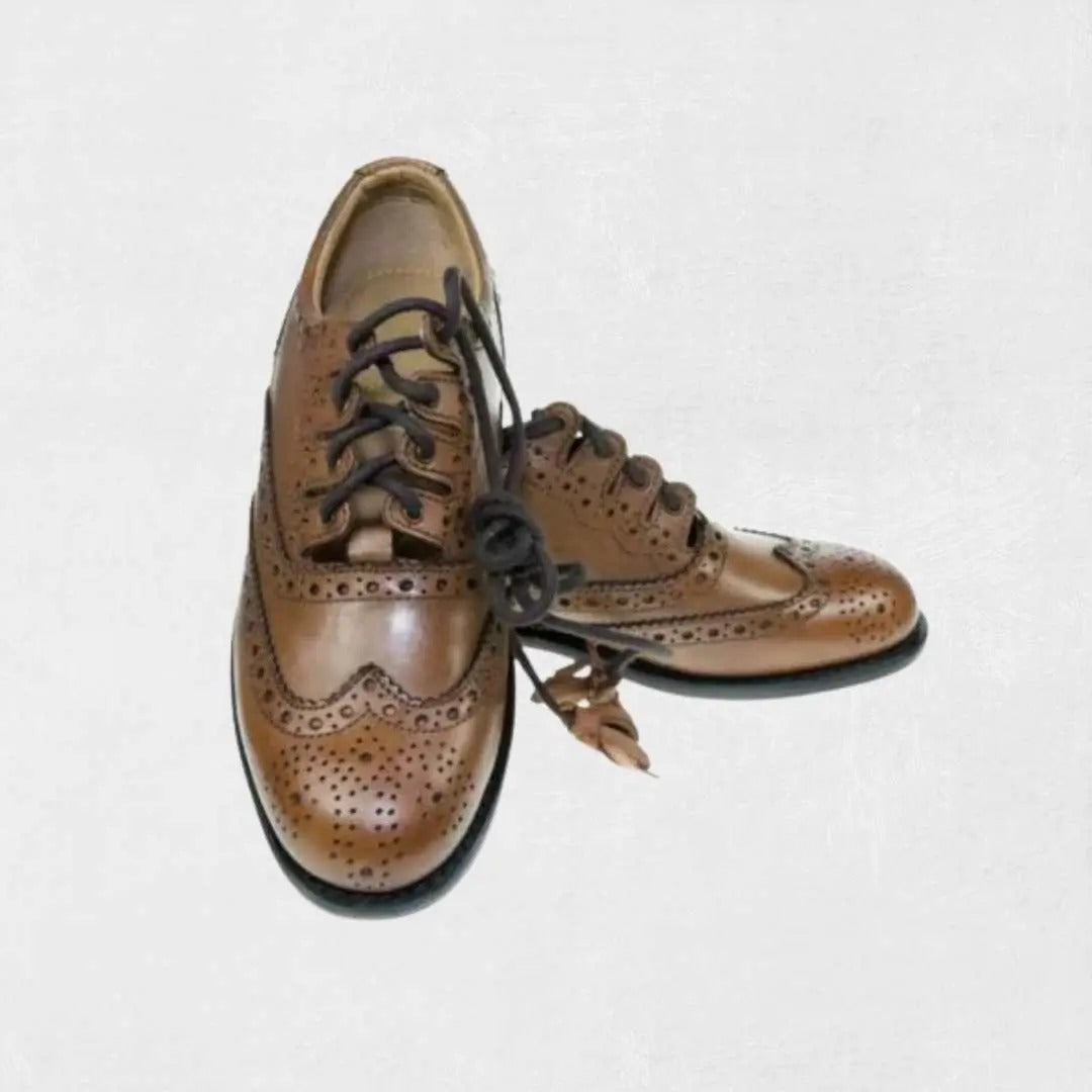 Premium brown leather ghillie brogues with traditional lace-up design