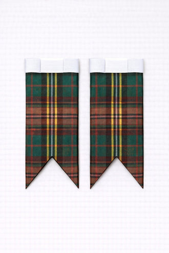 Brown Watch tartan flashes worn with traditional Scottish kilt hose for Highland dress