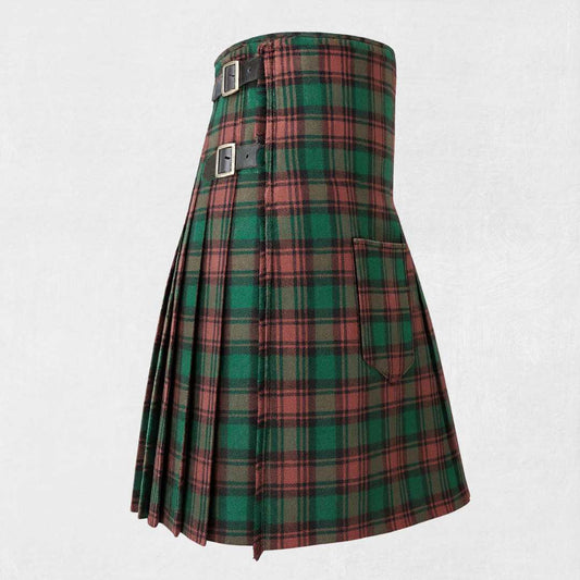 Brown Watch Tartan Kilt with adjustable leather straps and classic Scottish design