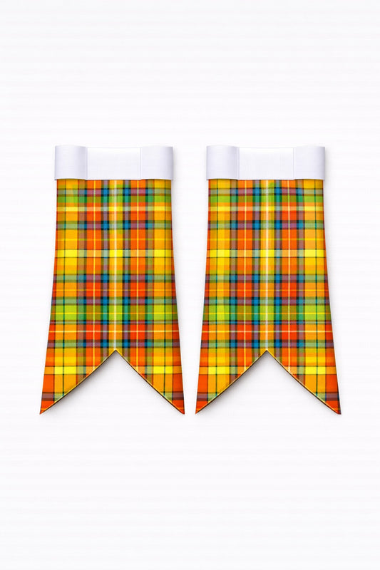 Handmade Buchanan Ancient tartan kilt in green and beige tones