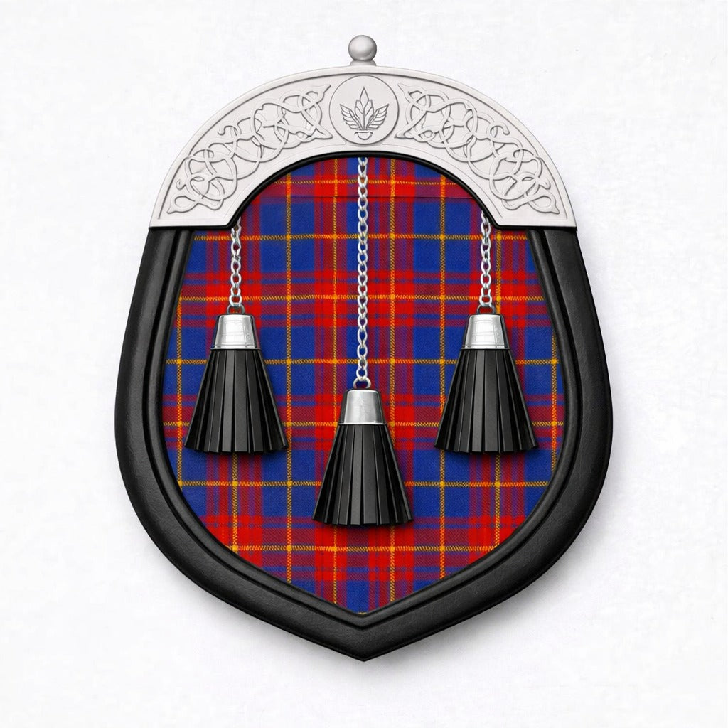 Handmade Butler tartan sporran with traditional Scottish design worn with kilt
