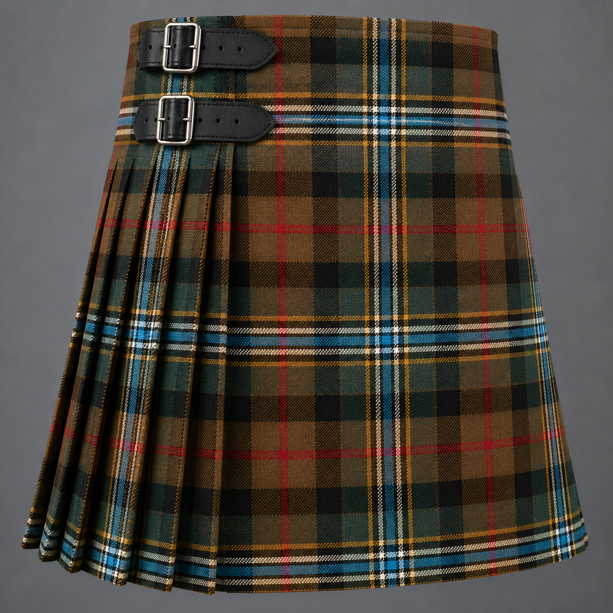 Campbell Hunting Tartan Kilt featuring authentic Scottish clan tartan with traditional pleated Highland design