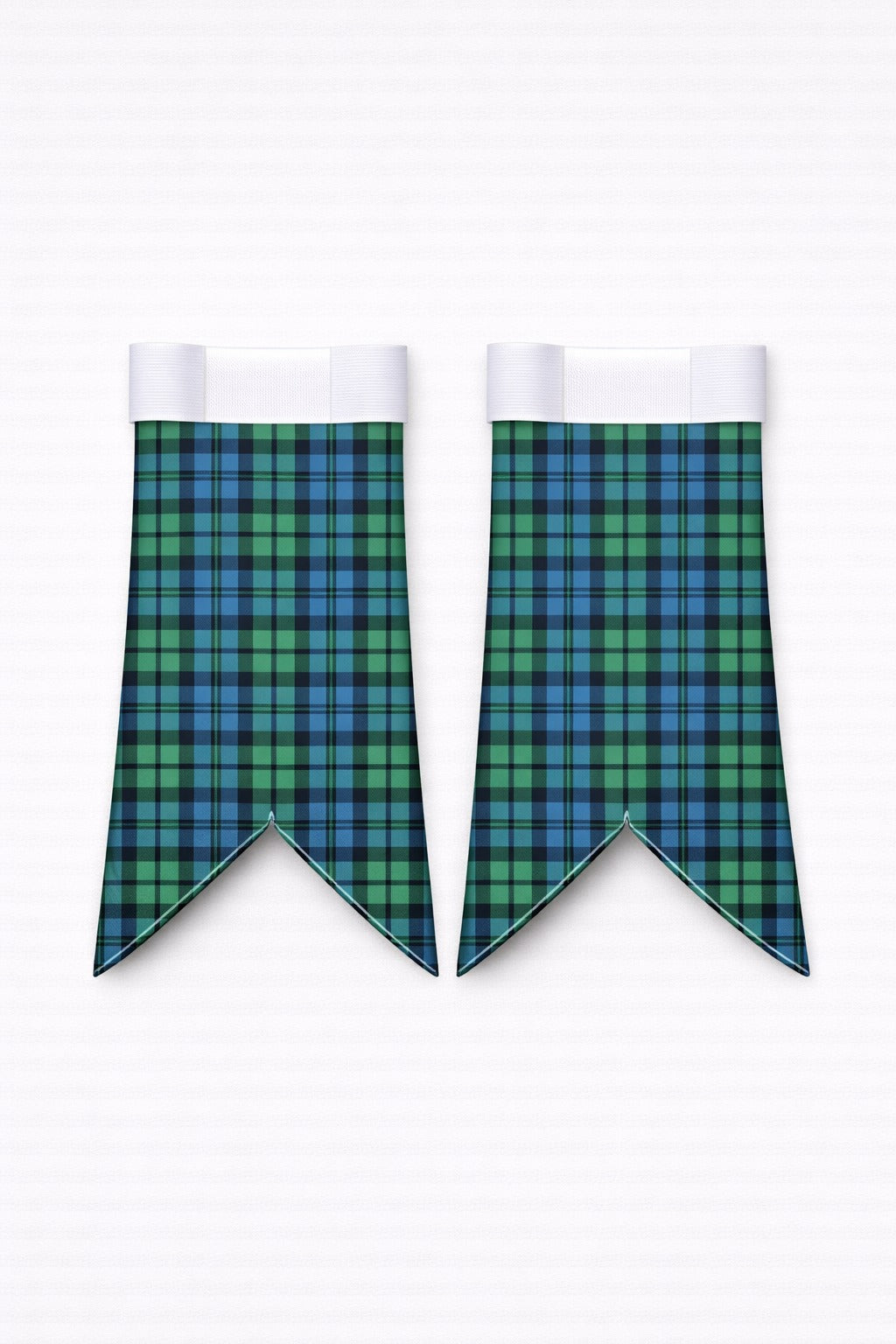 Handmade Campbell tartan kilt in dark green, navy, and red pattern
