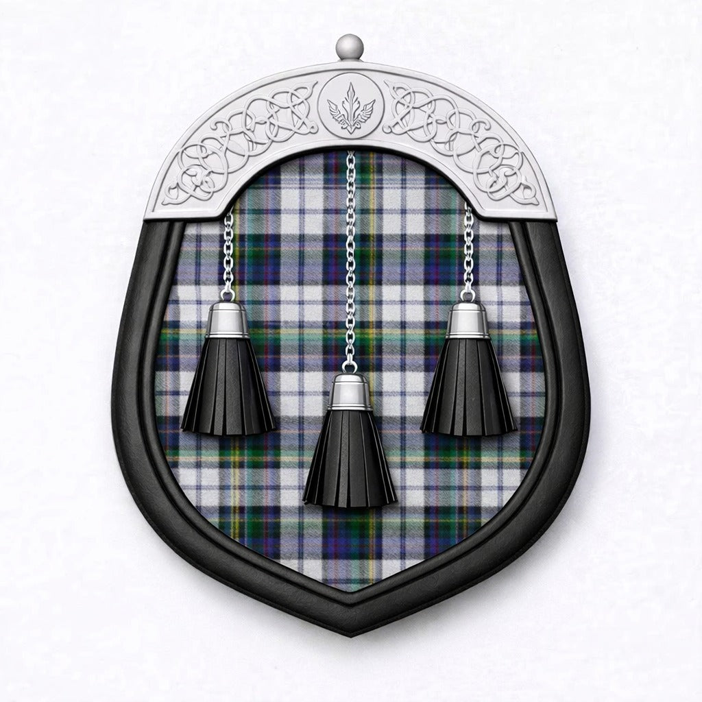 Handmade Campbell of Cawdor Dress tartan sporran with elegant Scottish design worn with kilt
