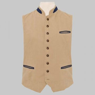 Canvas Austrian Tirol waistcoat sand beige made to measure traditional alpine vest