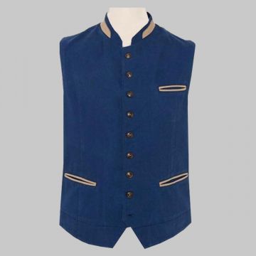 Canvas Austrian Tirol waistcoat sand beige traditional alpine vest for Oktoberfest