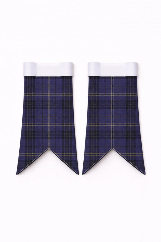 Handmade Cassidy tartan kilt in green, navy, and red overcheck pattern
